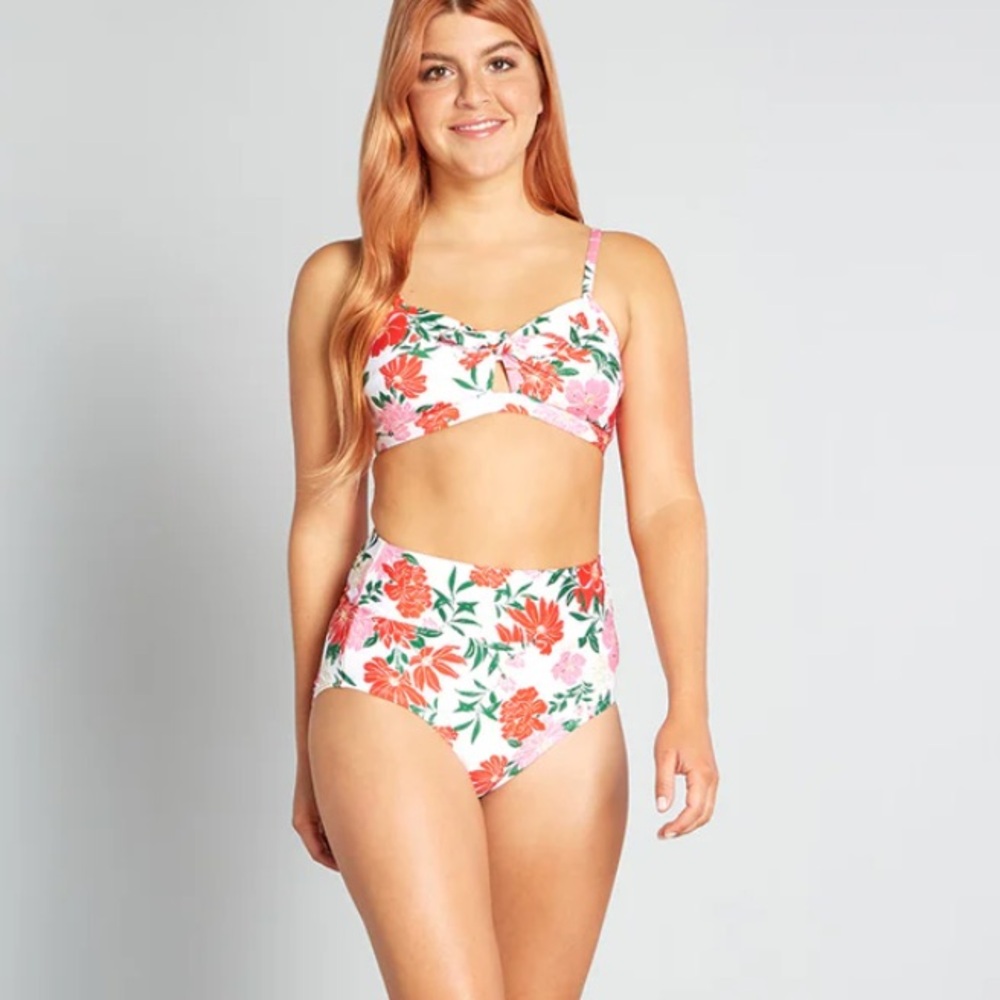 Modcloth floral retro bikini top NIB 3X